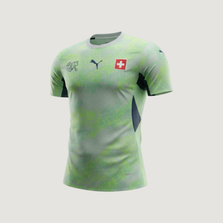 Suiza – Camiseta Visitante Copa del Mundo 2026 – Verde Flúor, Gris Claro
