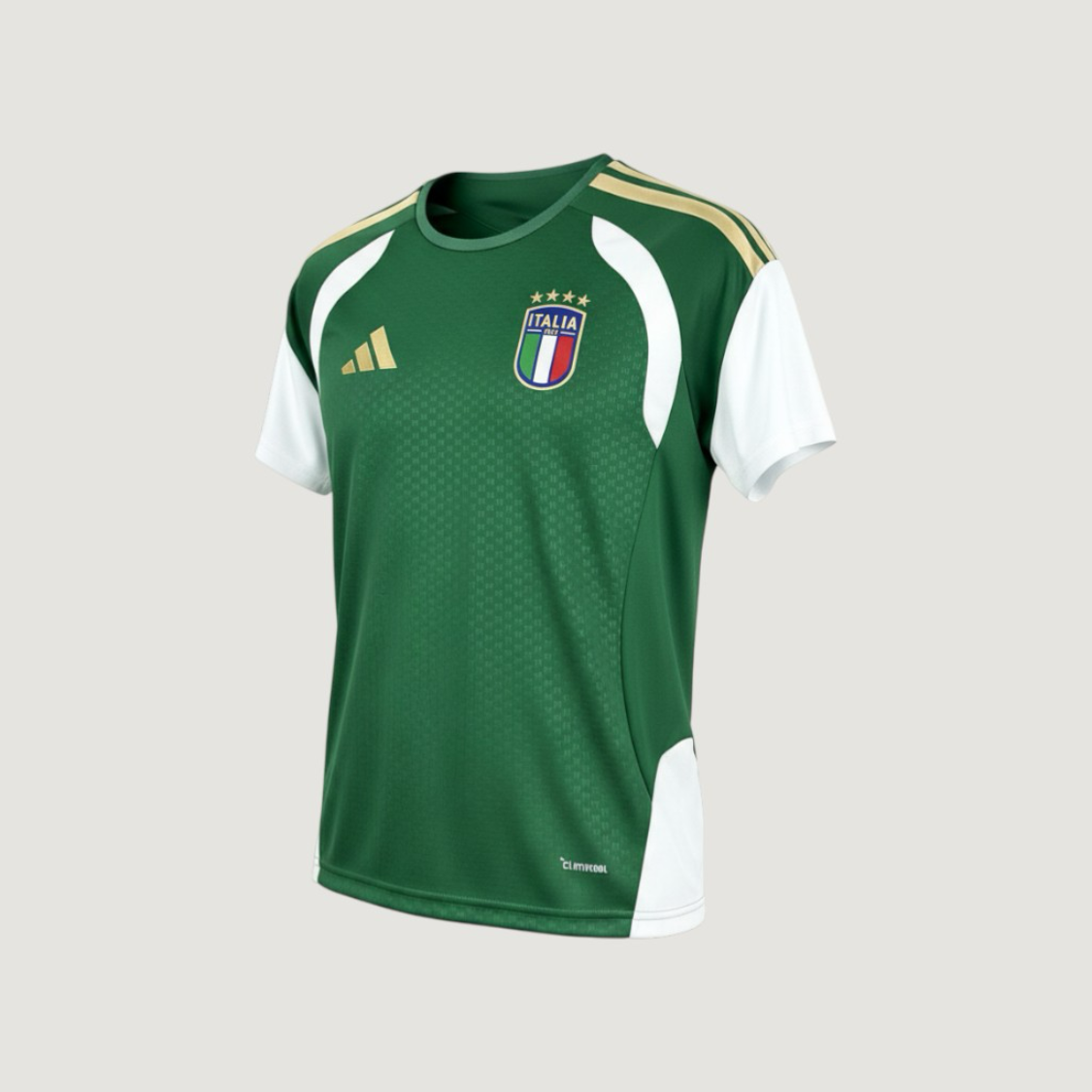 Italie – Maillot Pré-Match Coupe du Monde 2026 (Tiro) – Vert, Blanc, Or - Covred