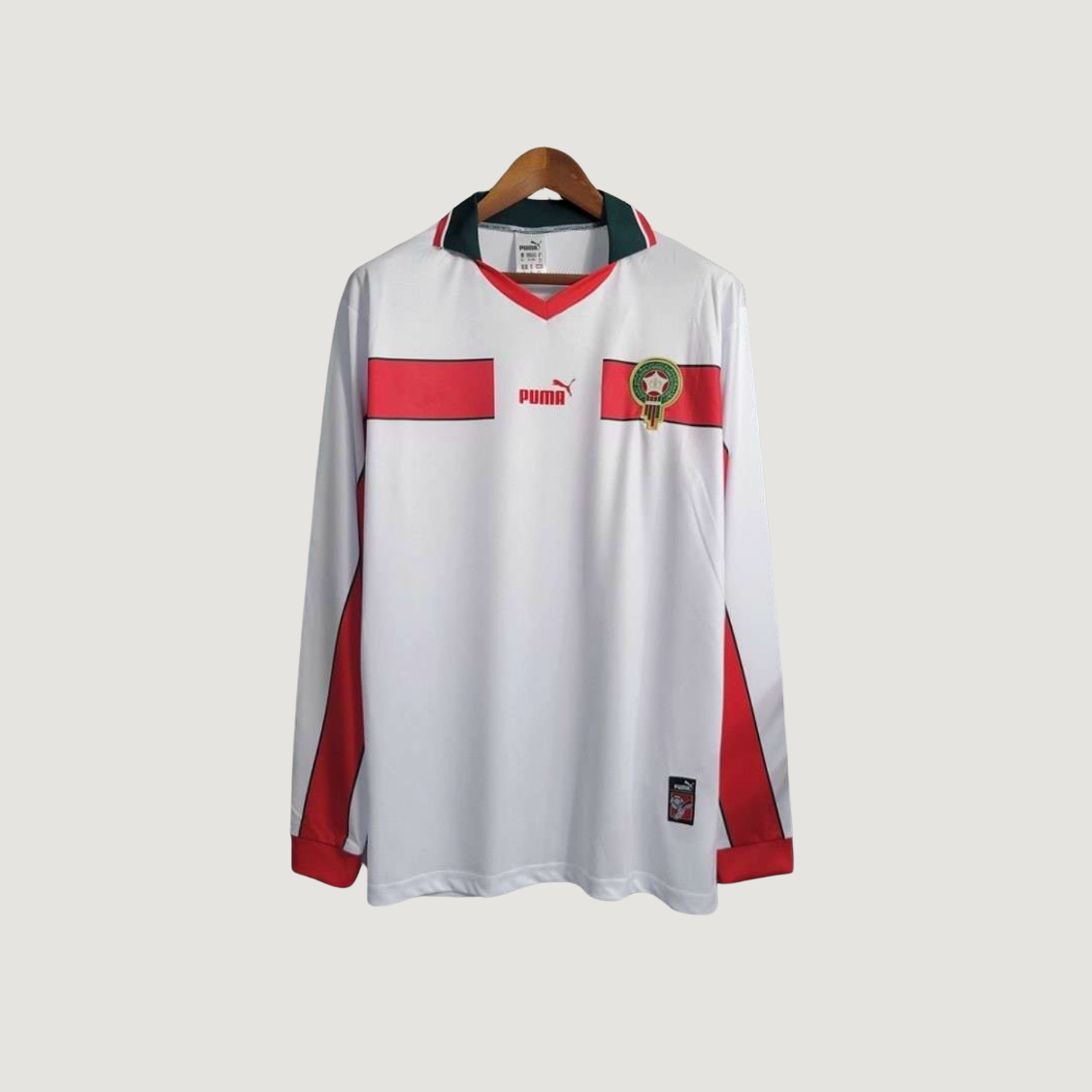 Maroc – Maillot Retro 1998 Extérieur Manches Longues – Blanc - Covred