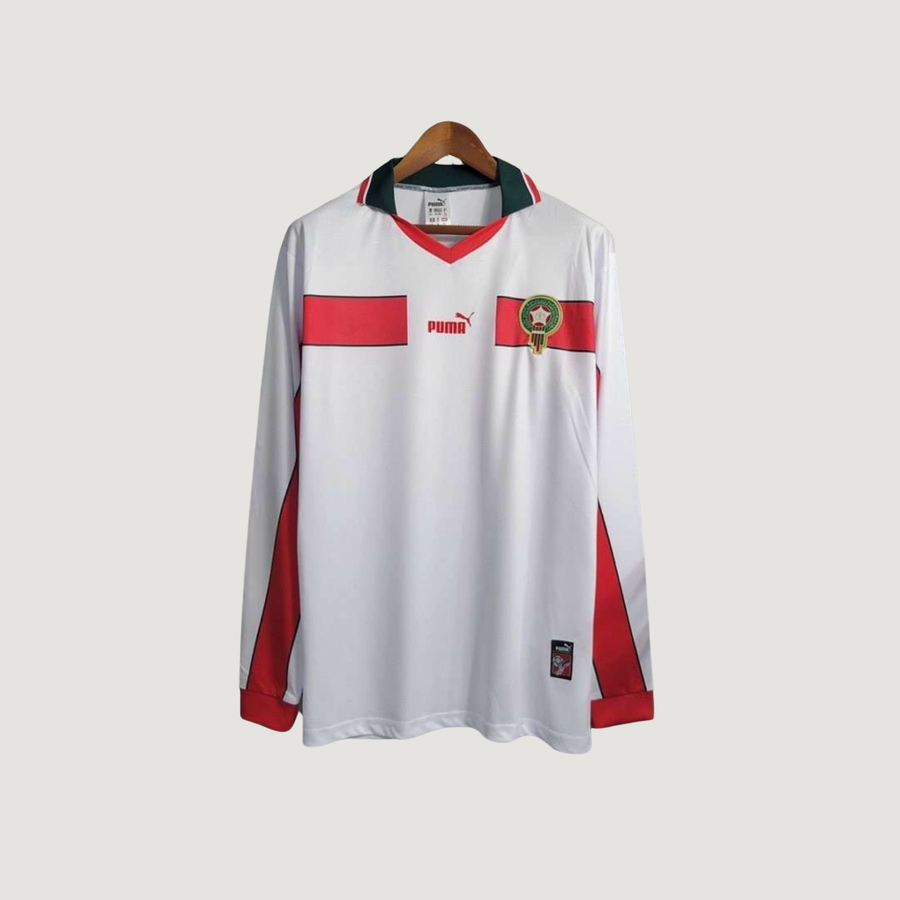 Maroc – Maillot Retro 1998 Extérieur Manches Longues – Blanc - Covred