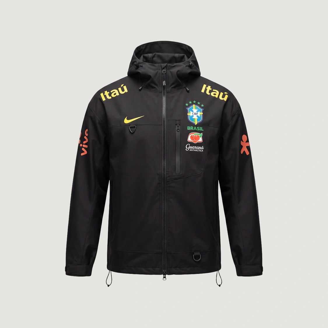 Brésil – Veste Coupe-Vent à Capuche – Noir & Jaune
