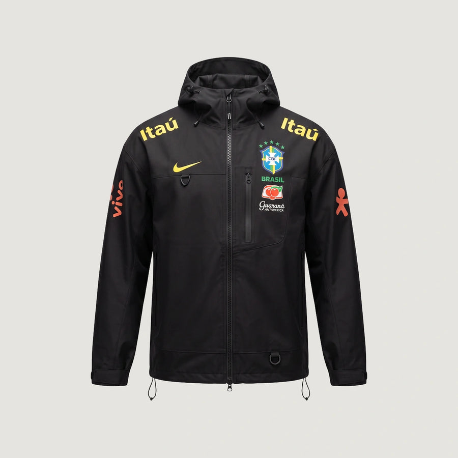 Brésil – Veste Coupe-Vent à Capuche – Noir & Jaune