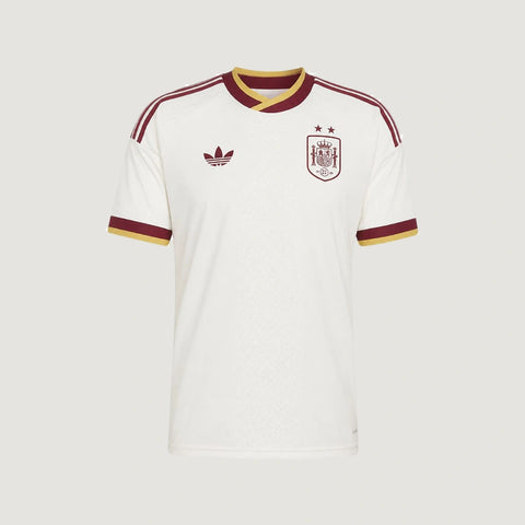 Espagne – Maillot Extérieur Coupe du Monde 2026 – Élégance claire, détails bordeaux