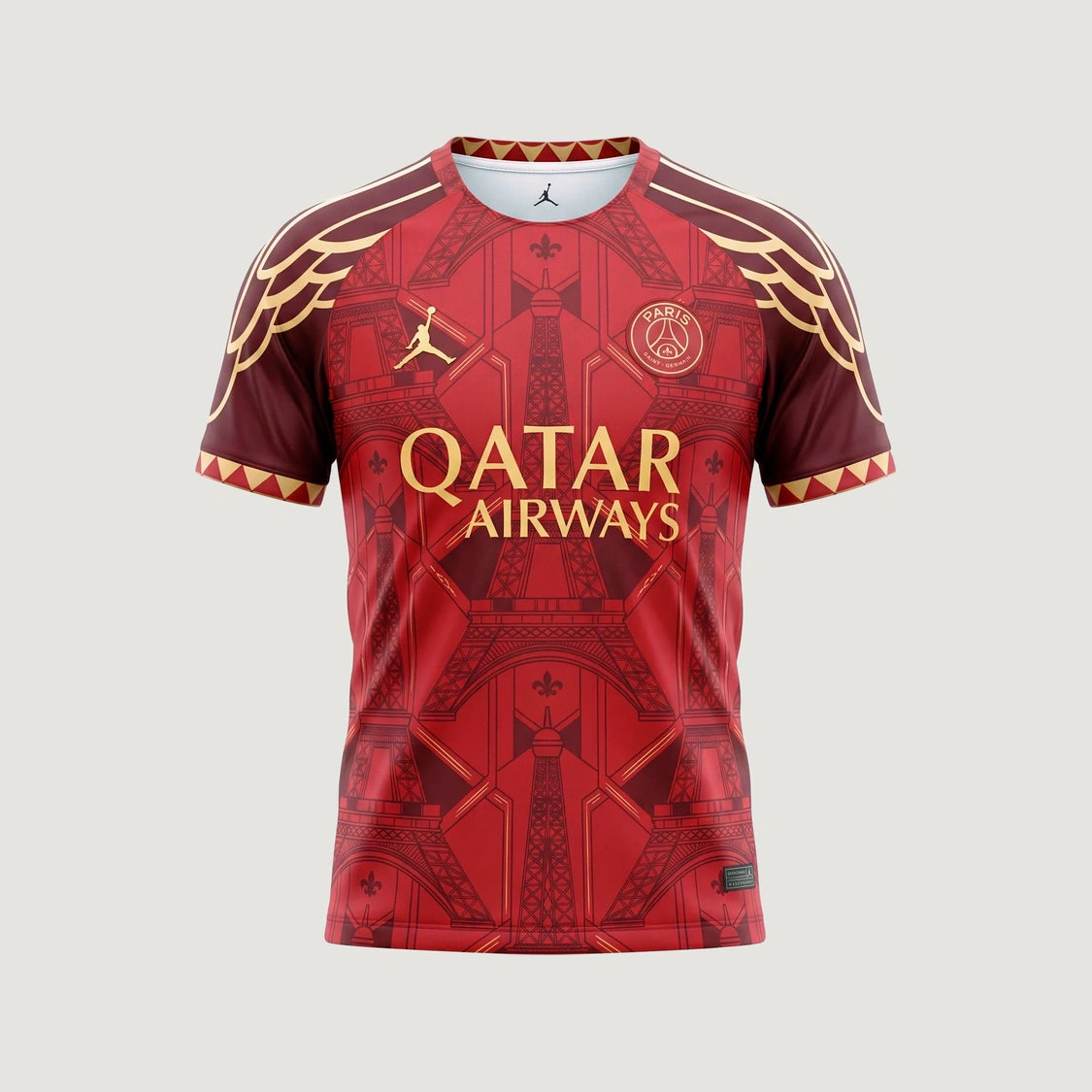 Paris Saint-Germain – Maillot Concept 2026-27 – Rouge, Bordeaux, Or – face