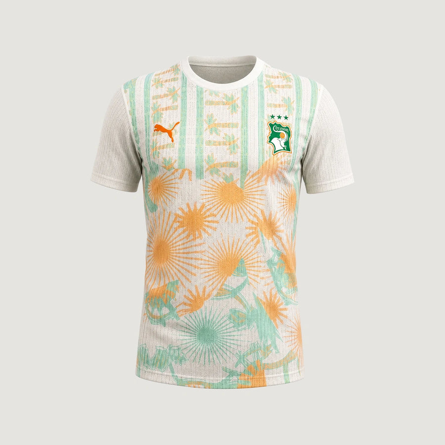 Côte d’Ivoire – Maillot Extérieur Coupe du Monde 2026 – Blanc, Orange, Vert – face