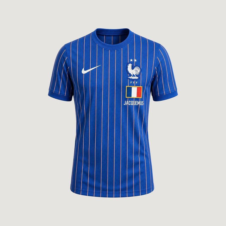 France x JACQUEMUS – Maillot Avant-Match 2026 – Bleu, Blanc, Rouge – face