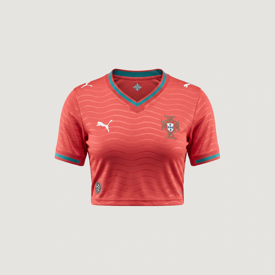 Portugal – Crop Top Domicile Coupe du Monde 2026 – Rouge, Sarcelle – face
