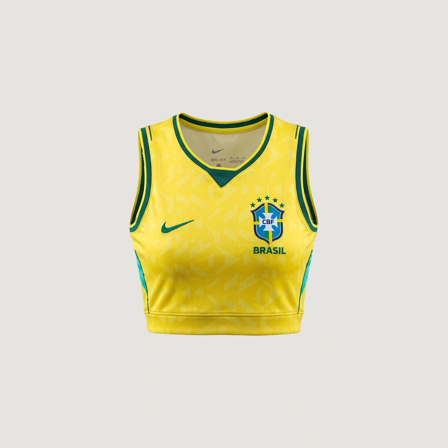 Brésil – Crop Top Domicile 2026 – Jaune, Vert – face
