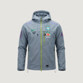 Brésil – Veste Coupe-Vent à Capuche – Gris Bleu & Vert Citron – face