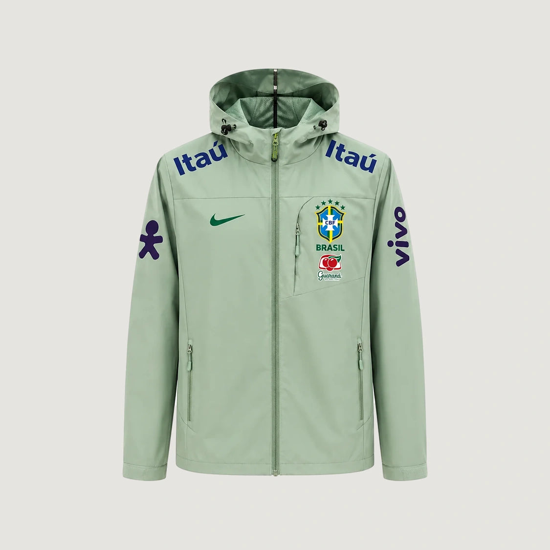 Brésil – Veste Coupe-Vent à Capuche – Vert Sauge