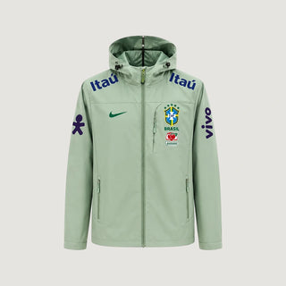 Brésil – Veste Coupe-Vent à Capuche – Vert Sauge